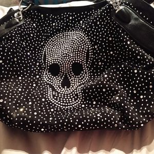 Crystal skull hobo bag